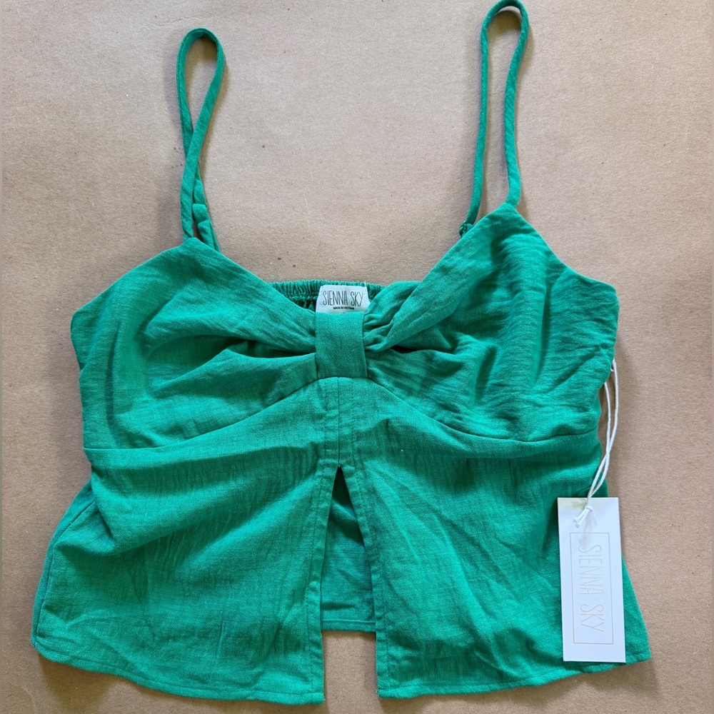 Sienna Sky Emerald Green Tie-Front Cami